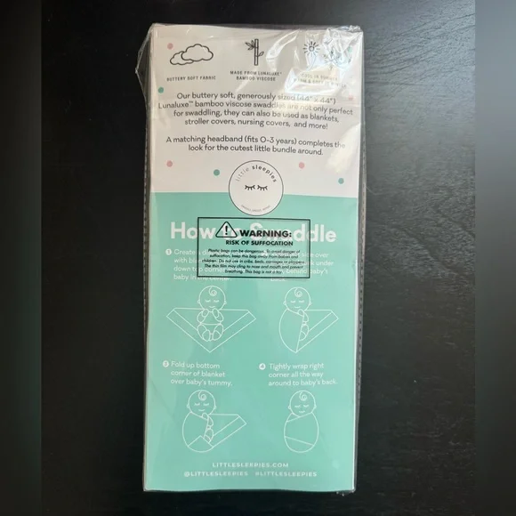 Little Sleepies Heather Sage Swaddle & Headband/Bow Set - Picture 2 of 2